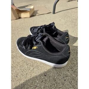 Puma Black Suede Sneakers with Ribbon Laces